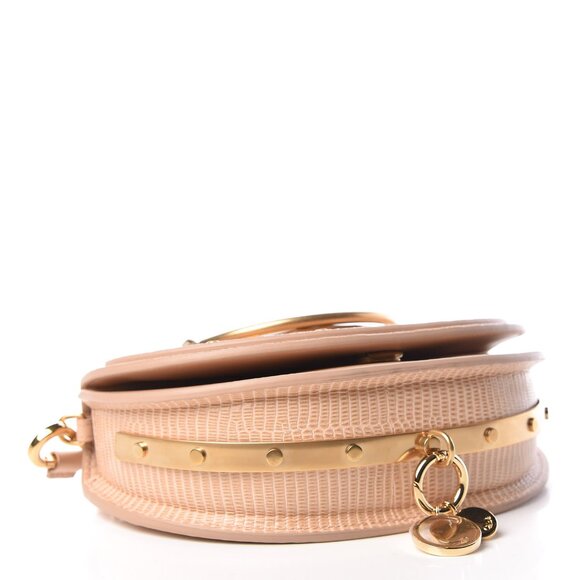 Chloe Calfskin Lizard Embossed Nile Bracelet Minaudiere Bag Pink - Picture 4 of 6